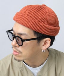 Besiquenti(ベーシックエンチ)/リブ編みニット フィッシャーマンキャップ ロールキャップ 帽子 メンズ カジュアル シンプル/オレンジ