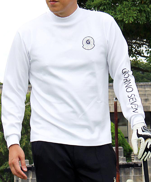 【ブラックアンドホワイト】ゴルフウェア ストレッチハイネックシャツ ロゴプリント