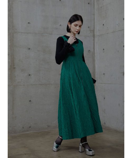 新品タグ付き】coel♡シャーリングジャガードワンピース36 ぎこち 