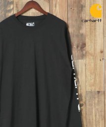 marukawa shonan(marukawa shonan)/【Carhartt/カーハート】袖ロゴプリントロンT/長袖 ユニセックス シンプル オーバーサイズ ビッグシルエット ストリート/ブラック