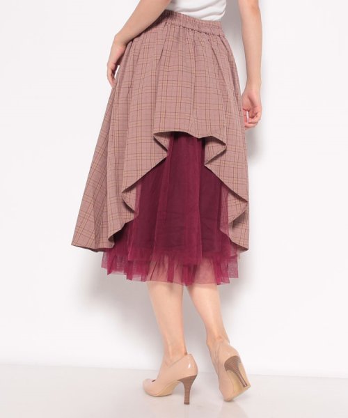 チェック柄バッスル風スカート アクシーズファム Axes Femme Magaseek
