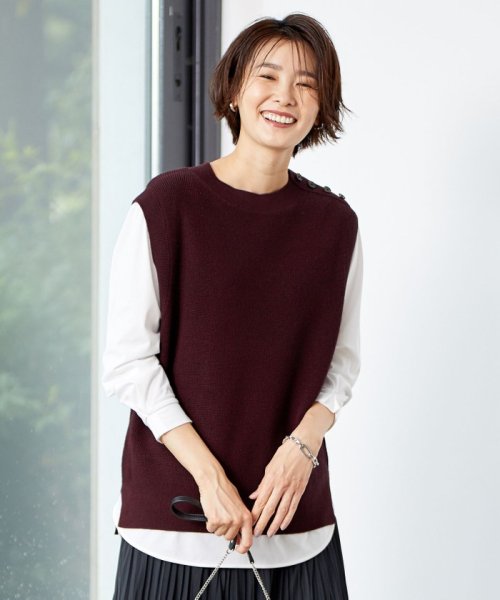 J.PRESS LADIES（LARGE SIZE）(J．プレス　レディス（大きいサイズ）)/【洗える】DRALON MERINO ニットベスト/ワイン系