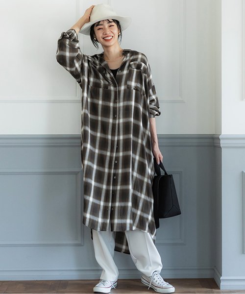 ブロックチェック柄シャツワンピース コカ Coca Magaseek