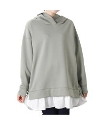 MAC HOUSE(women)(マックハウス（レディース）)/NAVY ネイビー マルシェフェイクレイヤードパーカー 133－2446/カーキ