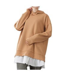 MAC HOUSE(women)(マックハウス（レディース）)/NAVY ネイビー マルシェフェイクレイヤードパーカー 133－2446/オレンジ