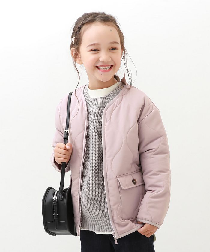 セール】洗える ノーカラー 中綿 キルティングジャケット 子供服