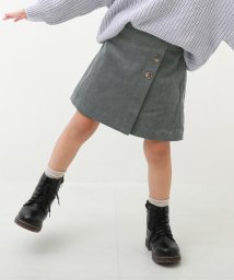 devirock(デビロック)/ラップスカート風 コーデュロイパンツ 子供服 キッズ 女の子 ボトムス スカート スカッツ インナーパンツ付ミニスカート 綿100%/チャコールグレー