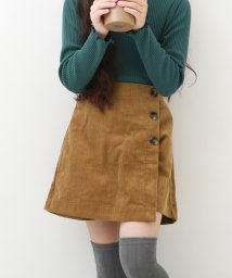 devirock(デビロック)/ラップスカート風 コーデュロイパンツ 子供服 キッズ 女の子 ボトムス スカート スカッツ インナーパンツ付ミニスカート 綿100%/ライトブラウン