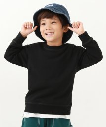 devirock(デビロック)/無地 スウェットトレーナー 子供服 キッズ ベビー 男の子 女の子 トップス パーカー トレーナー 吸汗 裏毛 ボックスシルエット/ブラック