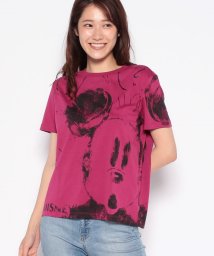 Desigual(デシグアル)/ミッキーマウスプリントのレディース半袖Tシャツ/ピンク系