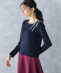 ketty(ケティ)/保湿性能を備えたシアバター加工 ショルダーリボンニット ≪手洗い可能≫/ダークネイビー