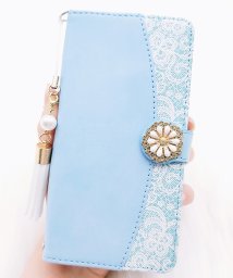 Lace Ladies(レースレディース)/手帳型カードポケット付iPhoneケース カバー/ブルー