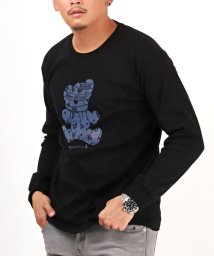 LUXSTYLE/Hollywood rich.& パンクベアー特殊箔プリントロンT/ロンT メンズ 長袖Tシャツ プリント テディベア ロゴ/504904826