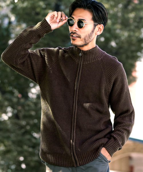 セール 畦zip Upニット ニット メンズ 畦編み あぜ編み モックネック ハイネック ジップ ジップアップ ジギーズショップ Jiggys Shop Magaseek