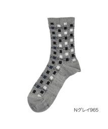 fukuske(フクスケ)/福助 公式 靴下 メンズ FUKURASHI ブロック クルー丈 37759w<br>24－26cm ベージュ 紳士 男性 フクスケ fukuske/グレー