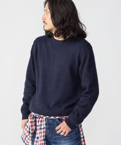 SHIPS MEN(シップス　メン)/*SHIPS: カラー ネップ クルーネック ニット/ネイビー