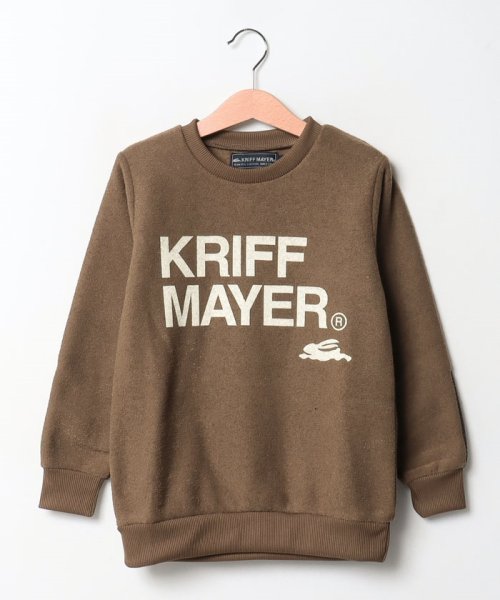 KRIFF MAYER(クリフ メイヤー)/裏起毛かるポカロゴクルー/ブラウン
