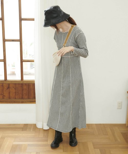 セール フリーズマート Free S Mart 配色メローシャーリング長袖カットソーワンピース Magaseek