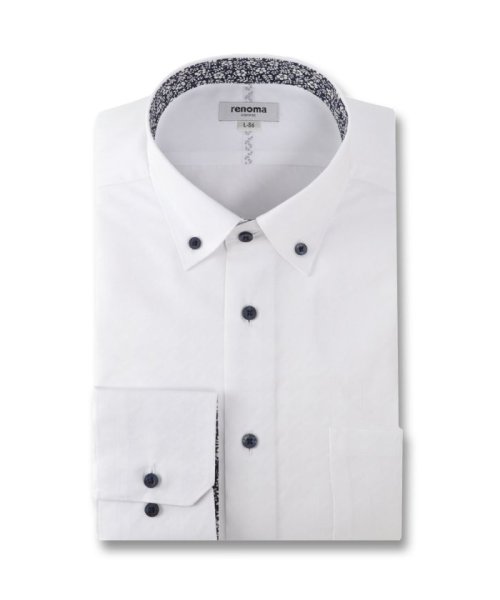 TAKA-Q(タカキュー)/形態安定 スタンダードフィット ショートボタンダウン 長袖 シャツ メンズ ワイシャツ ビジネス yシャツ 速乾 ノーアイロン 形態安定/ホワイト