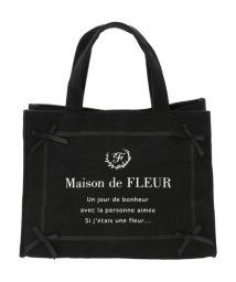 Maison de FLEUR(メゾンドフルール)/フレームリボンキャンバスSトートバッグ/ブラック
