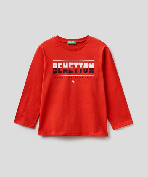 BENETTON (UNITED COLORS OF BENETTON BOYS)(ユナイテッド　カラーズ　オブ　ベネトン　ボーイズ)/【GREEN B】キッズプリント長袖Tシャツ・カットソーB/レッド