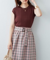 NICE CLAUP OUTLET(ナイスクラップ　アウトレット)/【natural couture】リブニットお上品ドッキングワンピース/ブラウン系