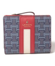 LANVIN COLLECTION(BAG)(ランバンコレクション（バッグ）)/二つ折りコンパクト財布【フェリアパース】/ネイビー/レッド