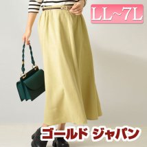 GOLD JAPAN(ゴールドジャパン)/大きいサイズ レディース ビッグサイズ 表起毛フレアロングスカート/ライトグリーン