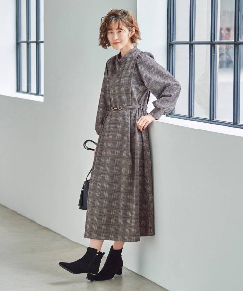 セール グローブ Grove 1枚でスタイルが決まる チェックジャカードクラシカルワンピース Magaseek