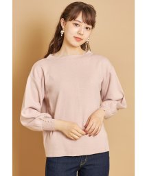 tocco closet(トッコクローゼット)/袖口パール付きバルーンスリーブボトルネックニットプルオーバー/GRAYSH PINK