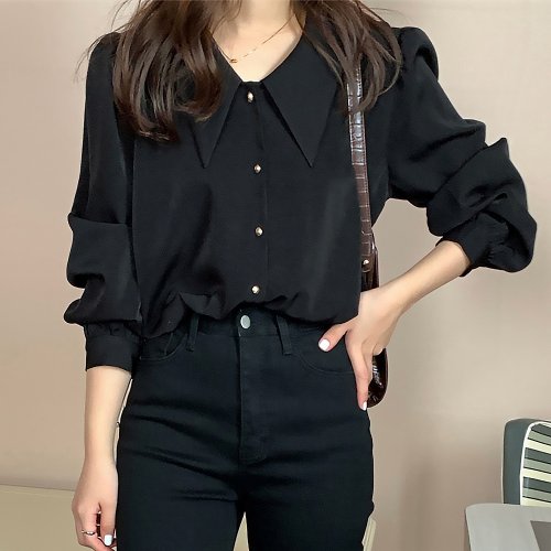 セール シャツブラウス レディース 襟付き 長袖 ミニミニストア Miniministore Magaseek