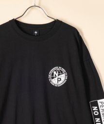 Amerikaya(Amerikaya)/【アメリカ屋】 オリジナル ワンポイント＆袖メッセージロゴプリント 長袖Tシャツ 2 /ロンT/プリントT/アメカジ/ストリート/カジュアル/2022AW/ブラック