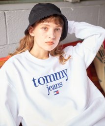 TOMMY JEANS(トミージーンズ)/ロゴエンブロイドトレーナー/ホワイト