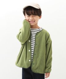 devirock(デビロック)/静電気防止 のんビリ フリース カーディガン 子供服 キッズ 男の子 女の子 トップス カーディガン 部屋着/カーキ