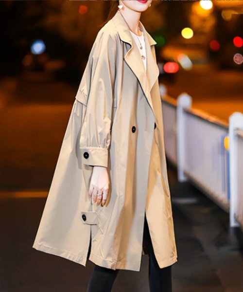 セール シンプルトレンチコート レディース アウター 長袖 キレイめ シンプル 大人女子 アミュレット Amulet Magaseek