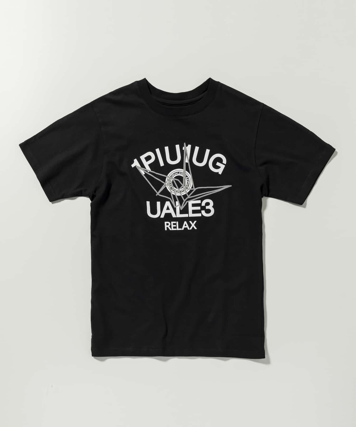 国内発送【1PIU1UGUALE】折り鶴プリント半袖Tシャツ / コットン 1PIU1UGUALE3 RELAX ウノピゥウノウグァーレトレ リラックス