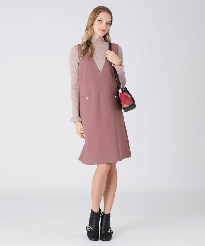 ブルーレーベルクレストブリッジ　レーヨンストレッチポンチワンピース レーヨンストレッチポンチワンピース（55J10833＿＿