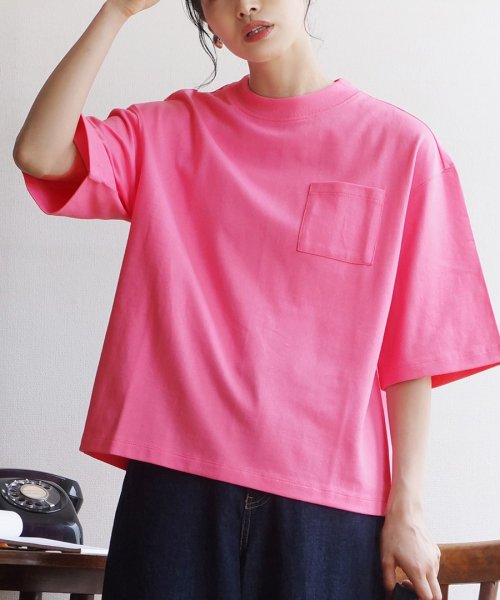 zootie(ズーティー)/シミヘン加工 フレンチバスクシャツ［半袖］/ピンク