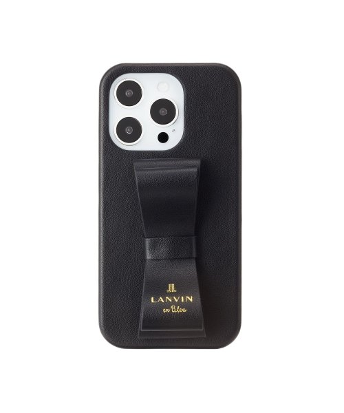 LANVIN en Bleu(Smartphone case)(ランバンオンブルー（スマホケース）)/Slim Wrap Case Stand & Ring Ribbon for iPhone 14 Pro [ Black ]/ブラック系