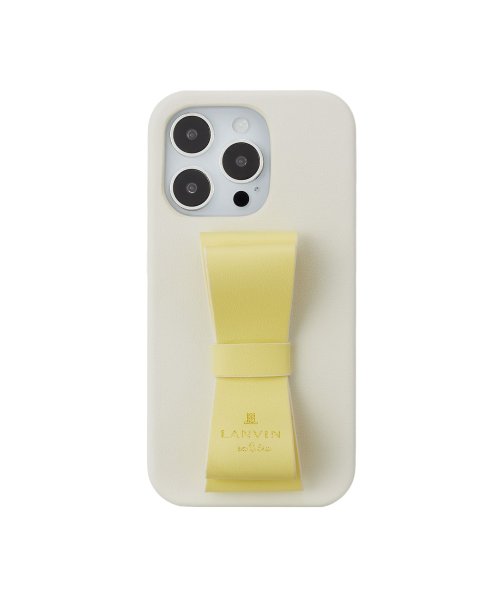 LANVIN en Bleu(Smartphone case)(ランバンオンブルー（スマホケース）)/Slim Wrap Case Stand & Ring Ribbon for iPhone 14 Pro[Vintage White/Lemon Yellow]/イエロー