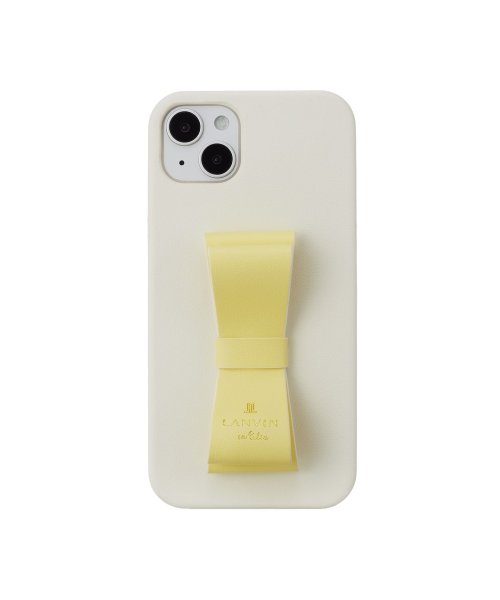 LANVIN en Bleu(Smartphone case)(ランバンオンブルー（スマホケース）)/Slim Wrap Case Stand & Ring Ribbon for iPhone14 Plus[Vintage White/Lemon Yellow]/イエロー