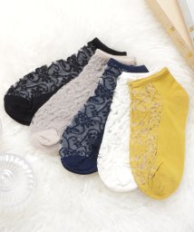 Lace Ladies/【5足セット】靴下くるぶしスニーカーソックス花柄シースルーメッシュ5足セット/504922714