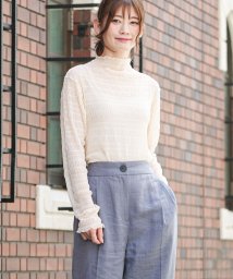 mili an deni(ミリアンデニ)/レースハイネックプルオーバー レディース トップス スモッキングレース ストレッチトップス 長袖 インナー/アイボリー