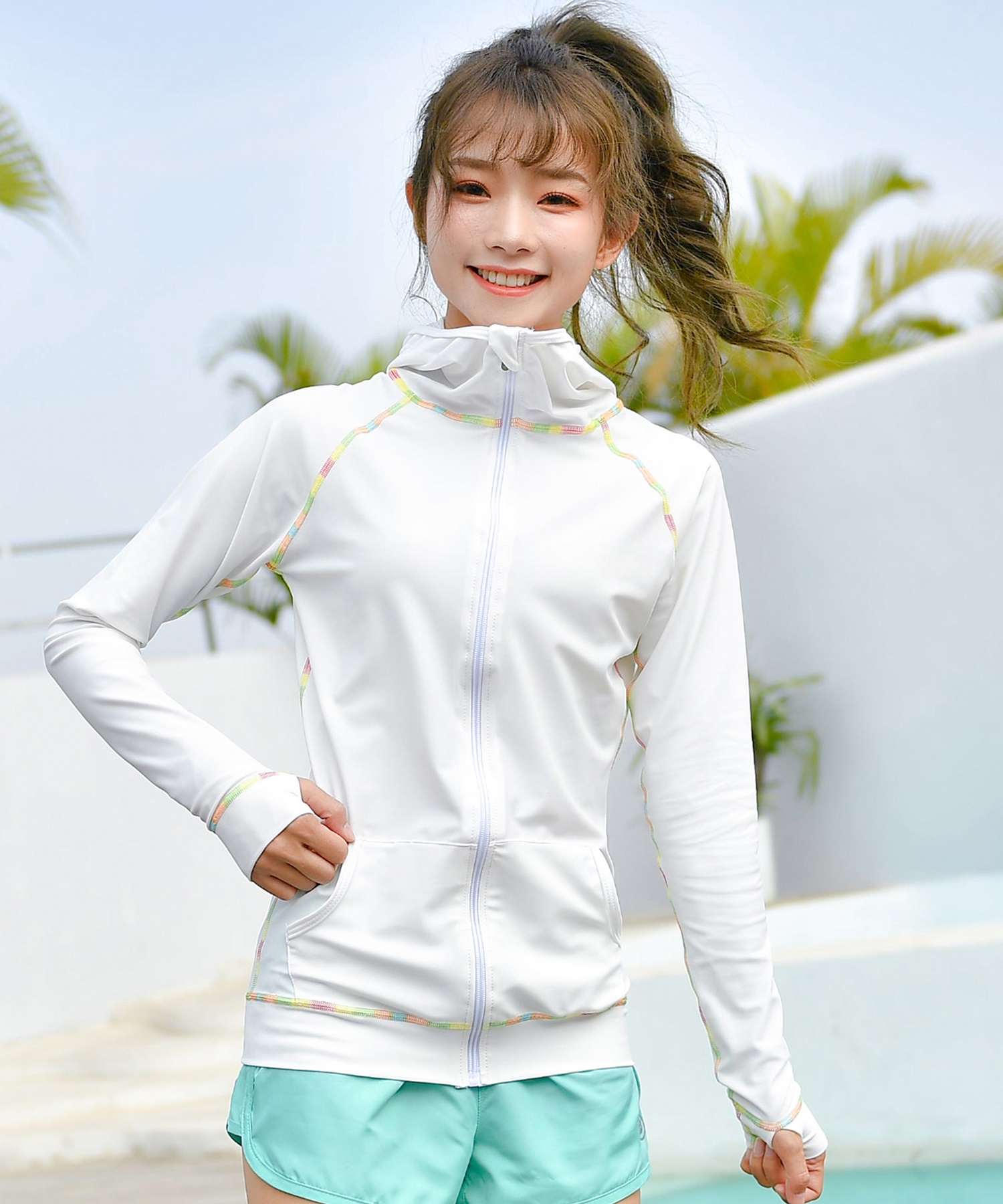 THE WISDOM フード付き長袖ウェア ホワイト/グレー THE WISDOM フード付き長袖ウェア ホワイト/グレー