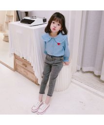 CLARAH　kids/キッズ シャツ ブラウス フリル フルーツ ストライプ 子供服 ガールズ 春 秋 トップス /504924005