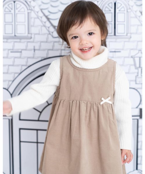 無地 コーデュロイ ウエストリボン たっぷりギャザー コットン ワンピース 8 バースデーパーティ Birthday Party Magaseek