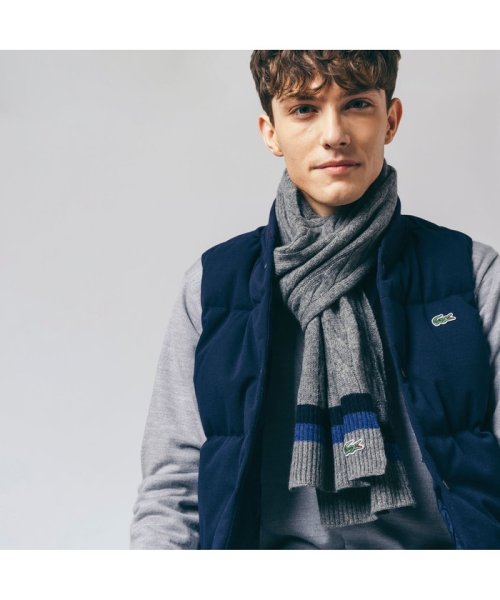 ストライプケーブルニットマフラー ラコステ メンズ Lacoste Mens Magaseek