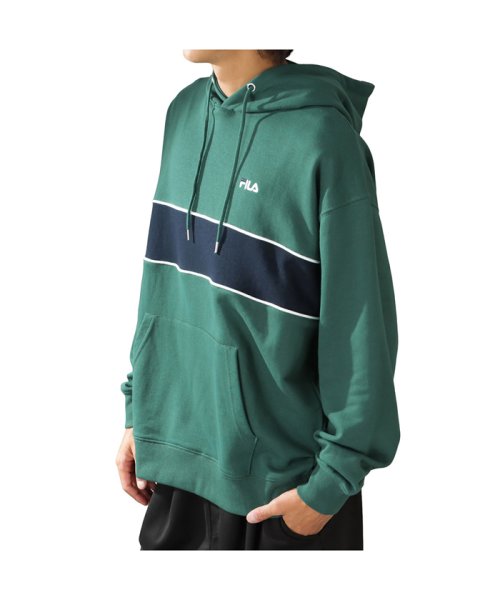 MAC HOUSE(men)(マックハウス（メンズ）)/FILA フィラ バイカラープルオーバーパーカー FH8058－EC/グリーン