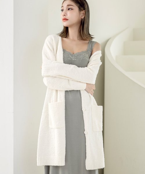 セール ルームウェア もこもこカーディガン 前開きロングカーディガン 部屋着 長袖 ポケット付き お尻まで隠れる おしゃれ かわいい あったか もこもこ 着る毛布 体温 ツーハッチ Tu Hacci Magaseek