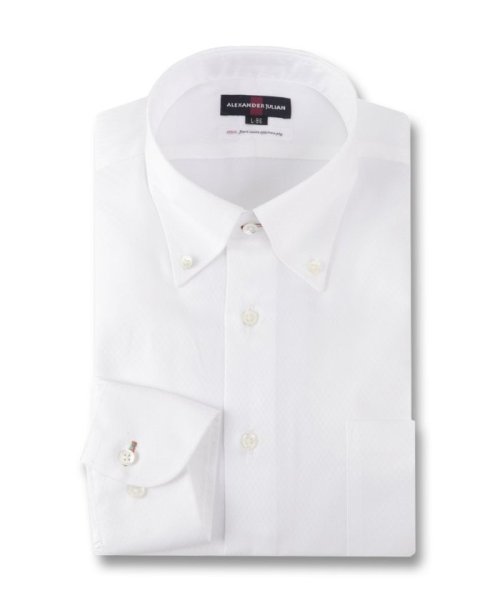 TAKA-Q(タカキュー)/超長綿120双糸 スタンダードフィット ボタンダウン 長袖 シャツ メンズ ワイシャツ ビジネス yシャツ 速乾 ノーアイロン 形態安定/ホワイト